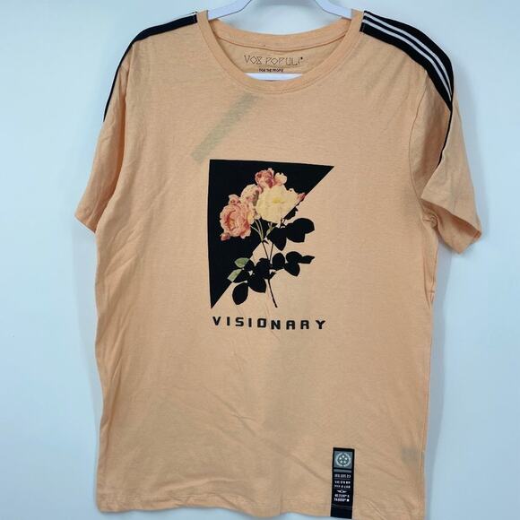VOX POPULI Mens Flower Visionary Peach Short Sleeve Tee Top Tshirt NEW Small - Picture 1 of 8